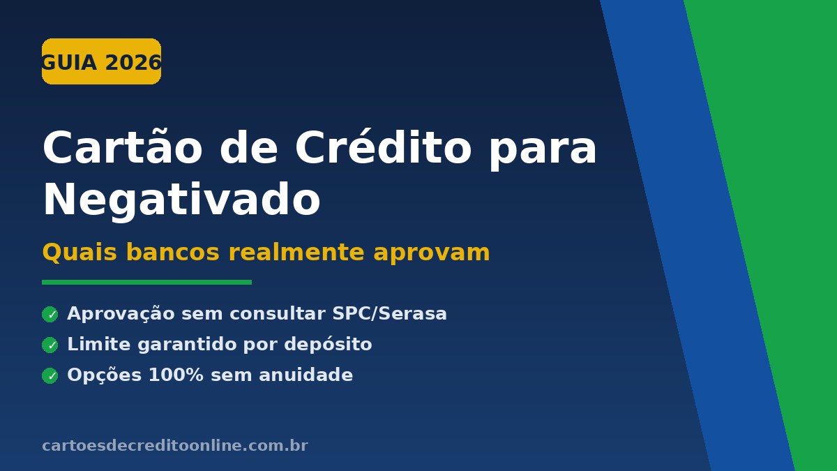 Cartão de crédito para negativado: guia 2026 com os bancos que aprovam mesmo com nome no SPC ou Serasa