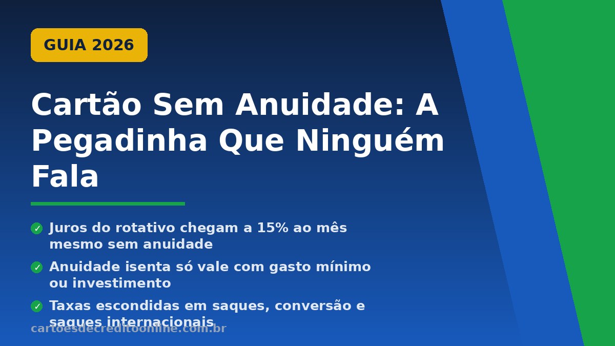 Cartão sem anuidade é realmente grátis? Conheça as 5 pegadinhas escondidas que ninguém avisa e evite armadilhas de custos adicionais.