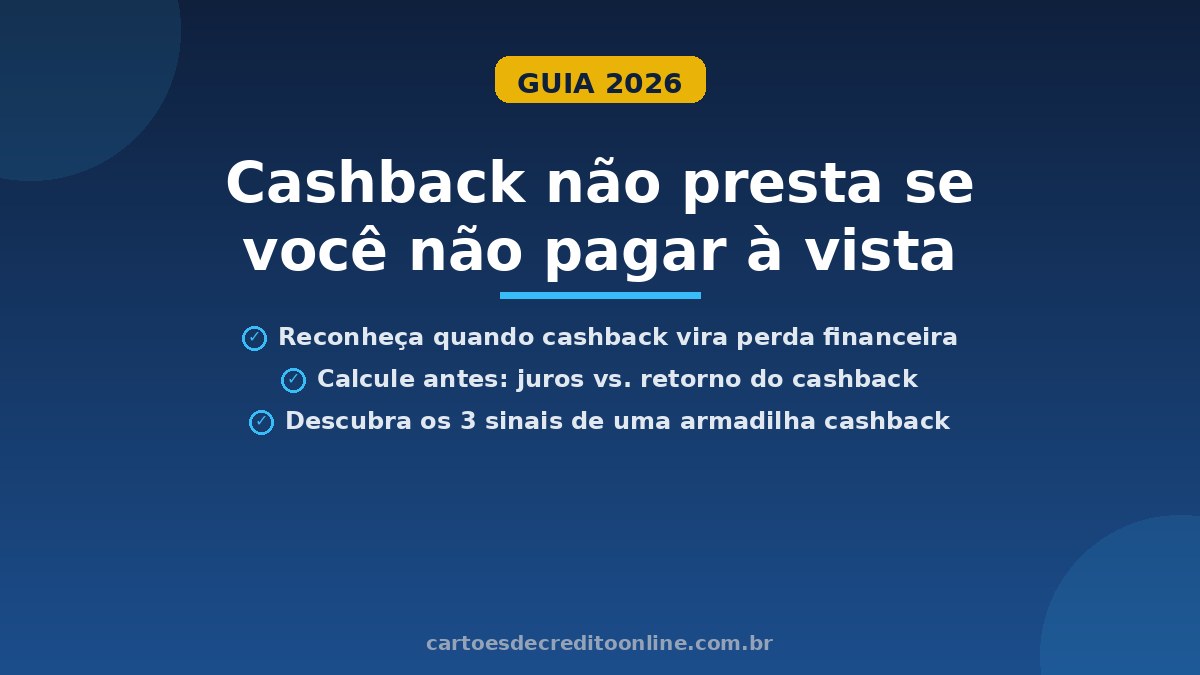 Descubra por que cashback pode ser uma pegadinha se você não pagar a fatura do cartão à vista. Dicas de 2026.