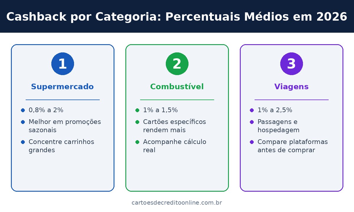 Cashback por Categoria: Percentuais Médios em 2026