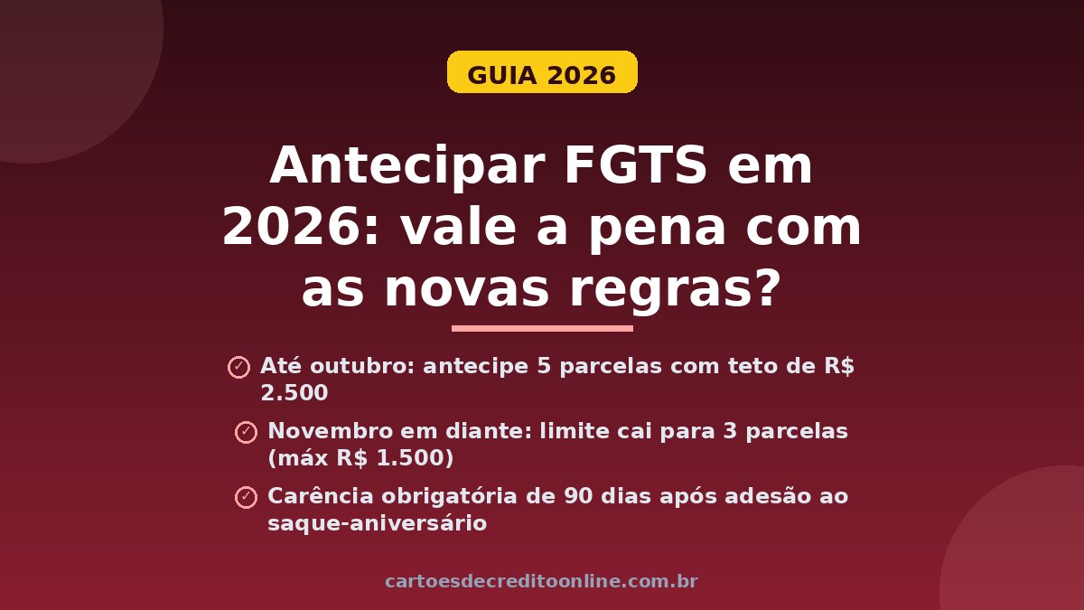 Saiba como funciona a antecipação de FGTS em 2026, os novos limites de parcelas e valores, e se realmente vale a pena com as mudanças.